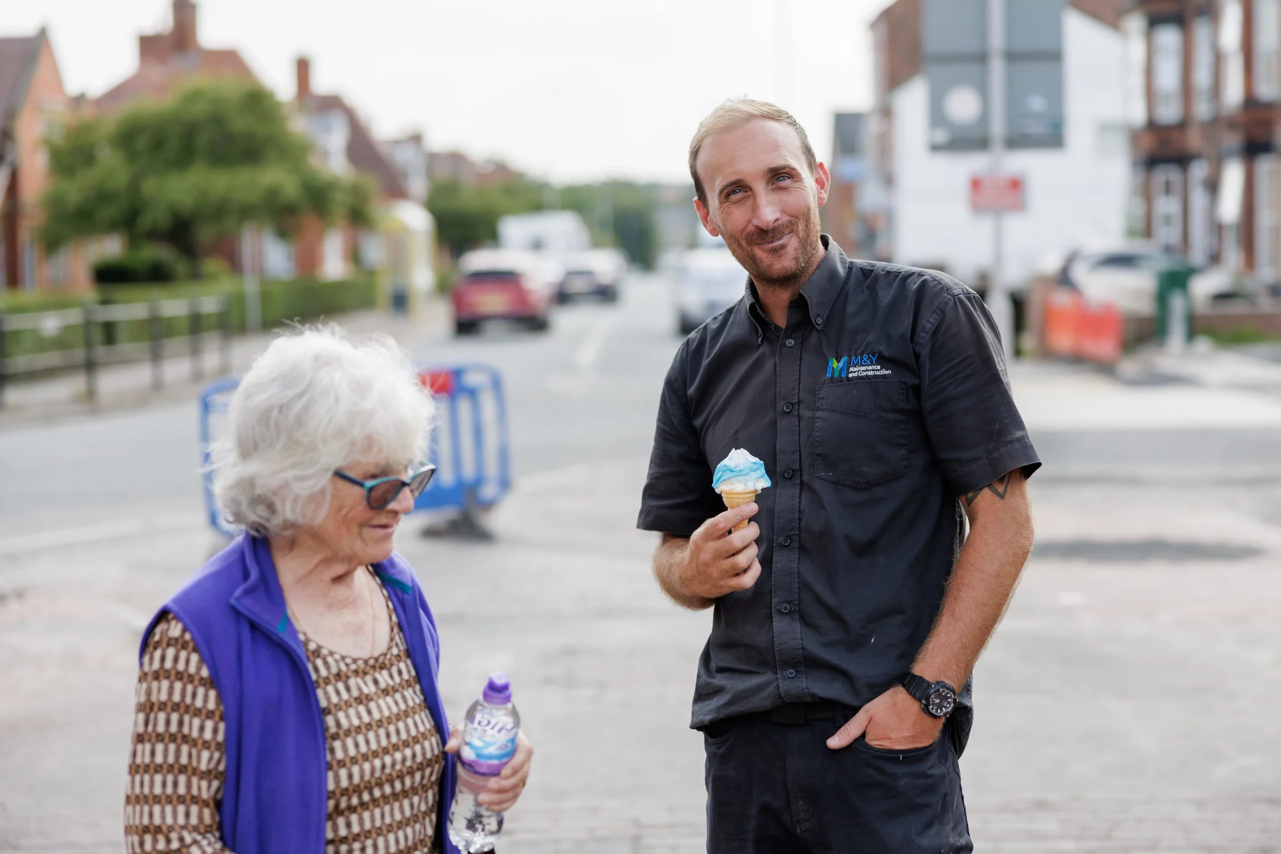 Matthew Mainwaring and customer at New Ferry