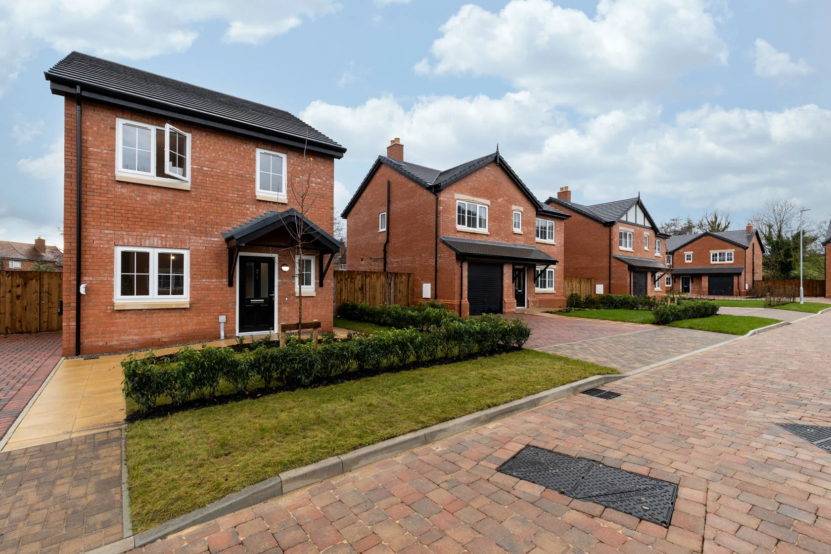 Showcase of a row of newly built detached homes