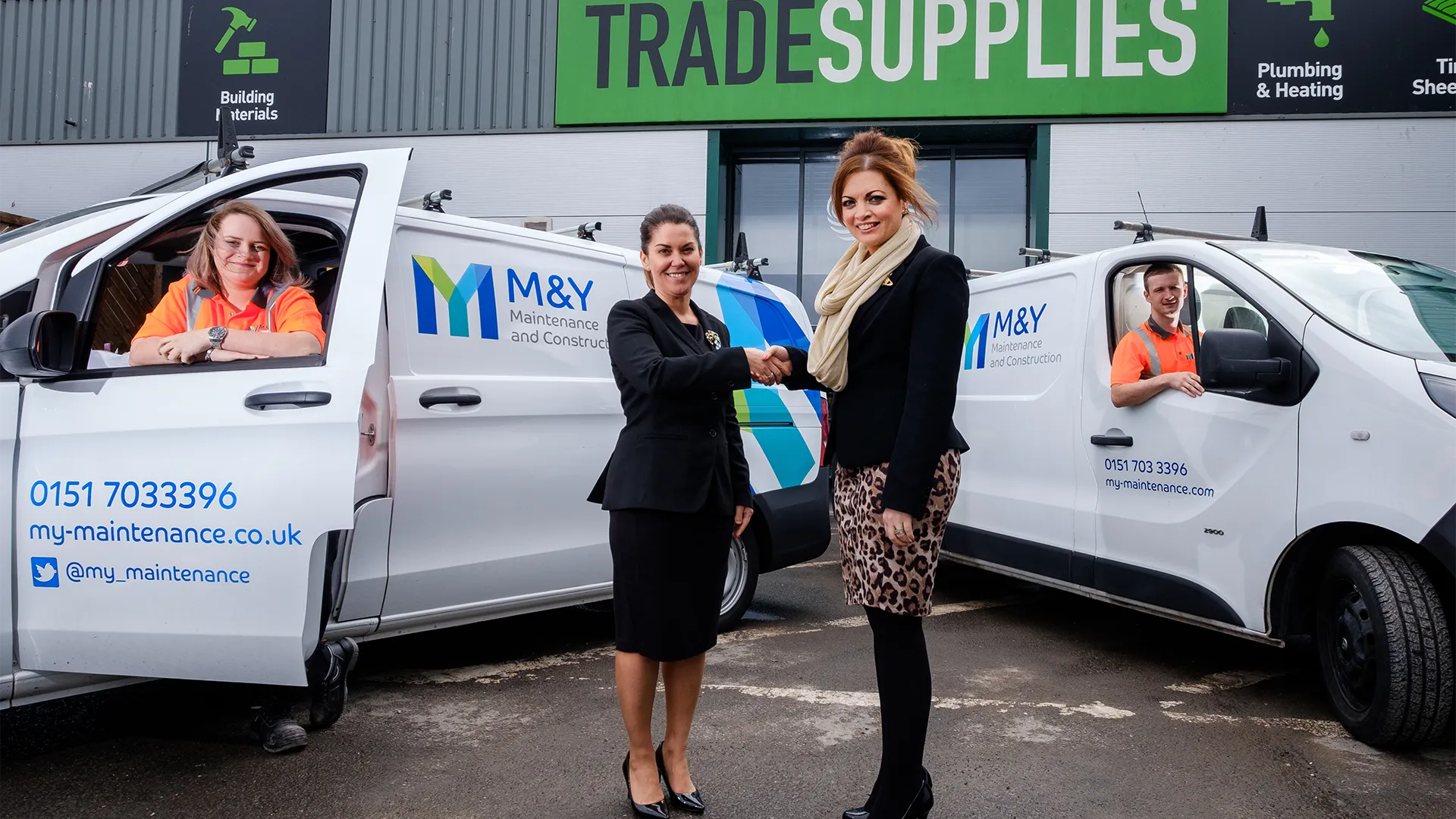 M&y partnership photo with trade supplies